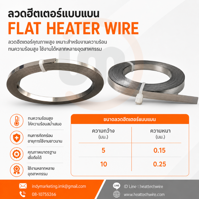 ลวดฮีตเตอร์แบบแบน Flat Resistance Ribbon